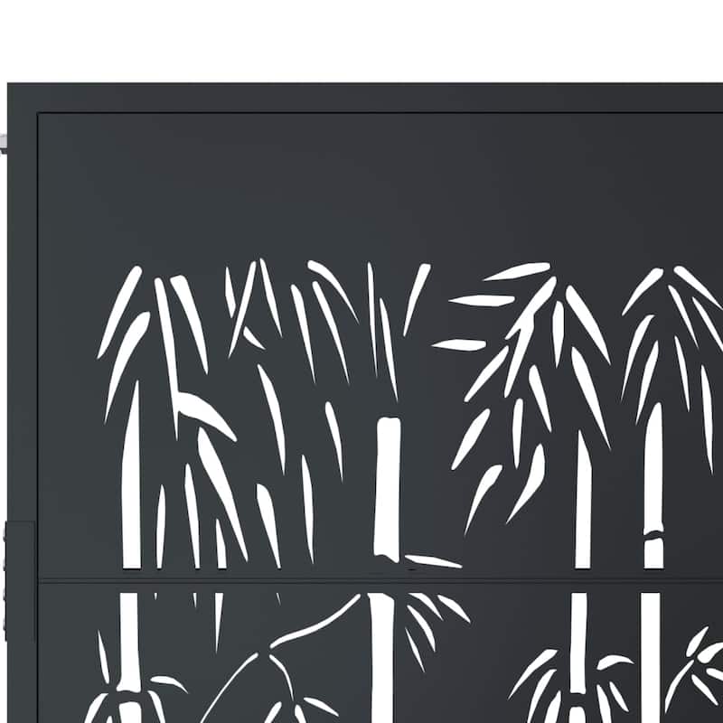 vidaXL Garden Gate Anthracite Steel Bamboo Design