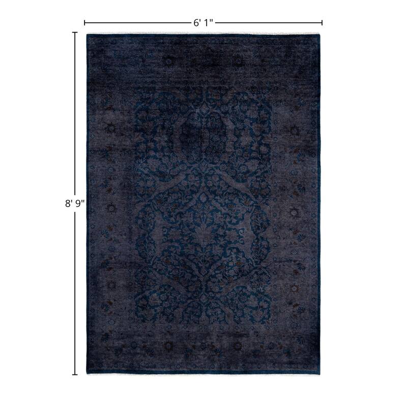 Overdyed One-of-a-Kind Hand-Knotted Area Rug - Navy - 6' 1" x 8' 9"