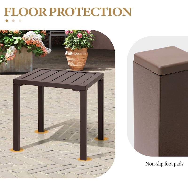 Outdoor Aluminum End Table Square Patio Side Table - 15.7" L x 15.7" W x 15.9" H