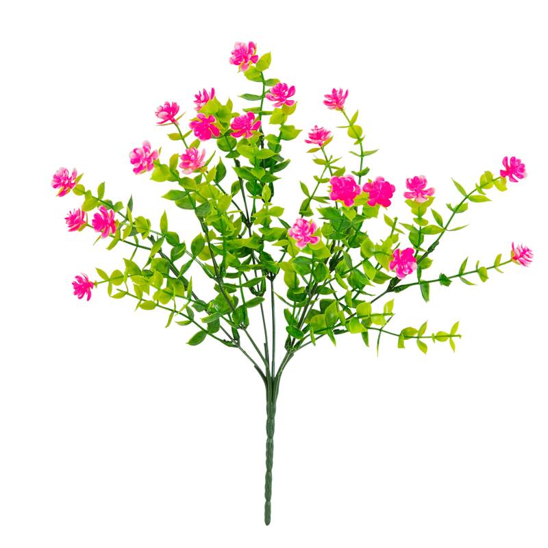 14-in UV Resistant Artificial Flowering Mini Rose Bush - Set of 12