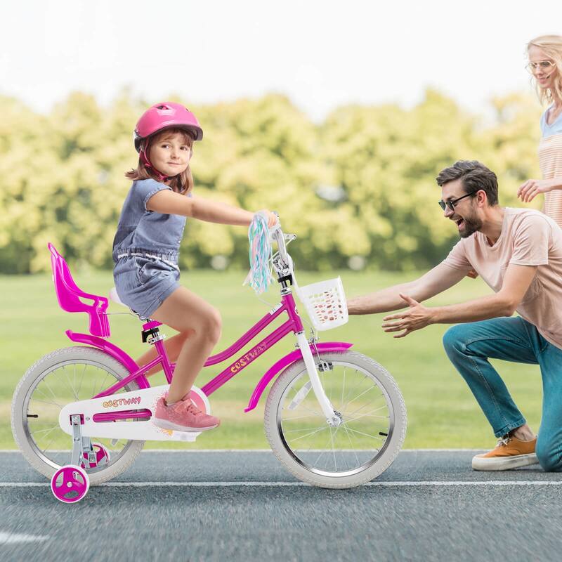 Costway 16" Kids Bicycle with Basket Doll Seat Colorful Streamers - See Details