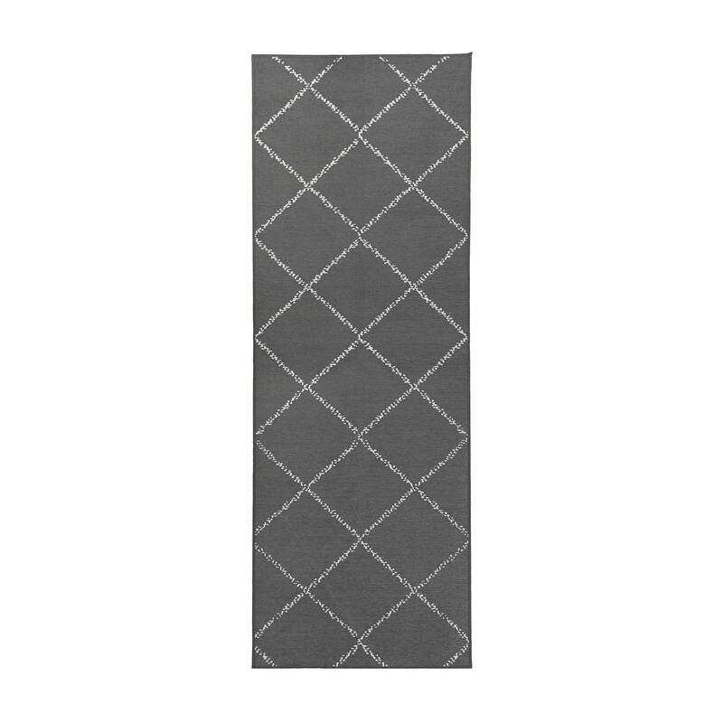 My Magic Carpet Machine Washable Rug Medina Moroccan Diamond Grey