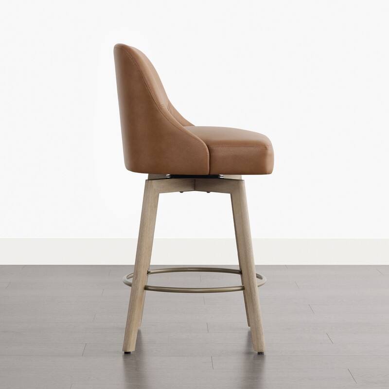 Spruce & Spring Modern Upholstered 360-degree Swivel Bar Stool for Kitchen and Home Bar