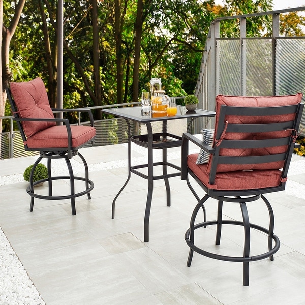 Patio Festival 3 Piece Outdoor High Seating Bistro Set with Swivel