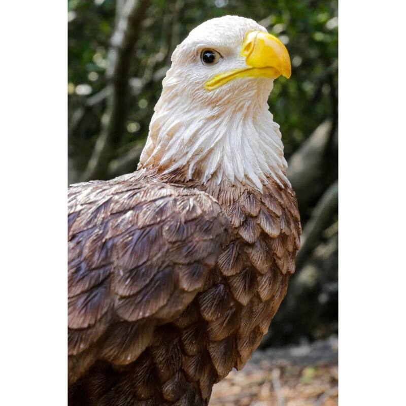8.25" Brown White Sound Activated Singing Eagle Outdoor Garden Statue