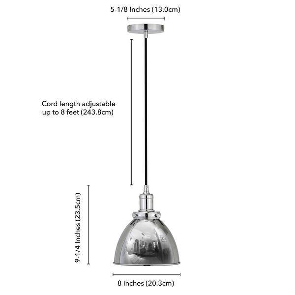 dimension image slide 4 of 12, Madison 8" Wide Pendant with Metal Shade