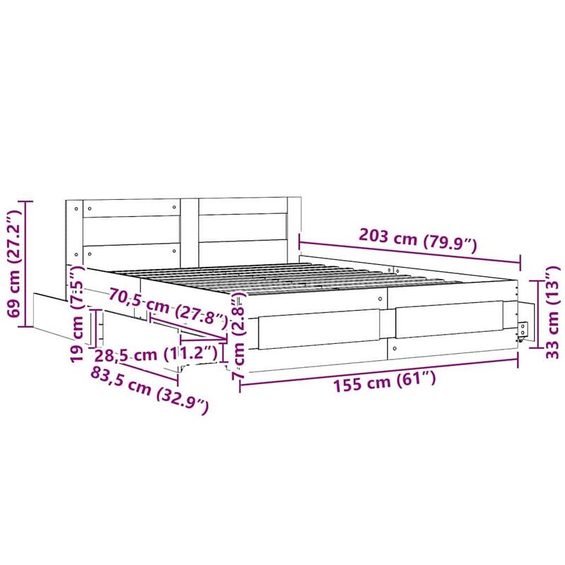 vidaXL Bed Frame 2 pcs Engineered Wood