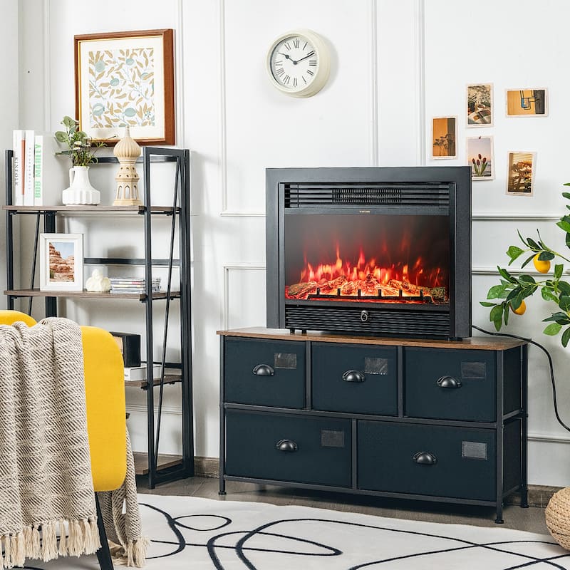 28.5'' Fireplace Electric Embedded Insert Heater Glass Log Flame - 28.5'' x 6'' x 21'' (L x W x H)