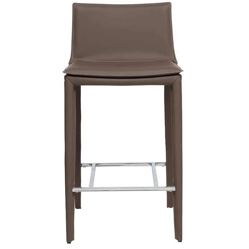 Hilton 25.5" Leather Counter and Bar Stool (Single) - Mink Brown - Counter Height