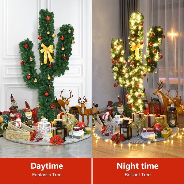 6 Cactus Christmas Tree Pre Lit Artificial W Led Light Ball