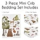 preview thumbnail 2 of 4, Sweet Jojo Designs Woodland Forest Animals Boy Girl Gender Neutral Unisex 3pc Mini Crib Bedding Set Bear Fox Hedgehog Deer Green