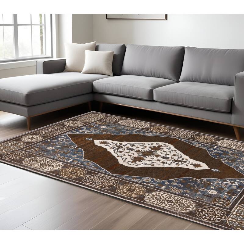 HomeRootsMedallion Traditional Rectangle Area Rug - 116.54' X '78.74' X '0.39
