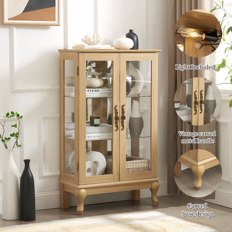 Display cabinet with tempered glass door
