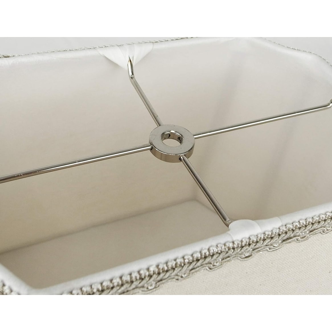 Bell Rectangle Cut Corner Linen Lampshade with Lace Trim - Picture 8 of 14