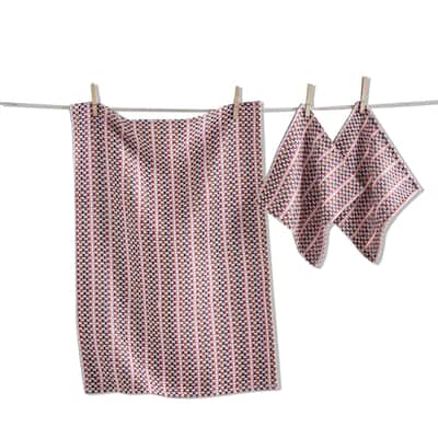 Variegated Harvest Dishtowel and Cloth Set - Cotton Kitchen Towels for Everyday Use, Machine Washable, Multi-Color