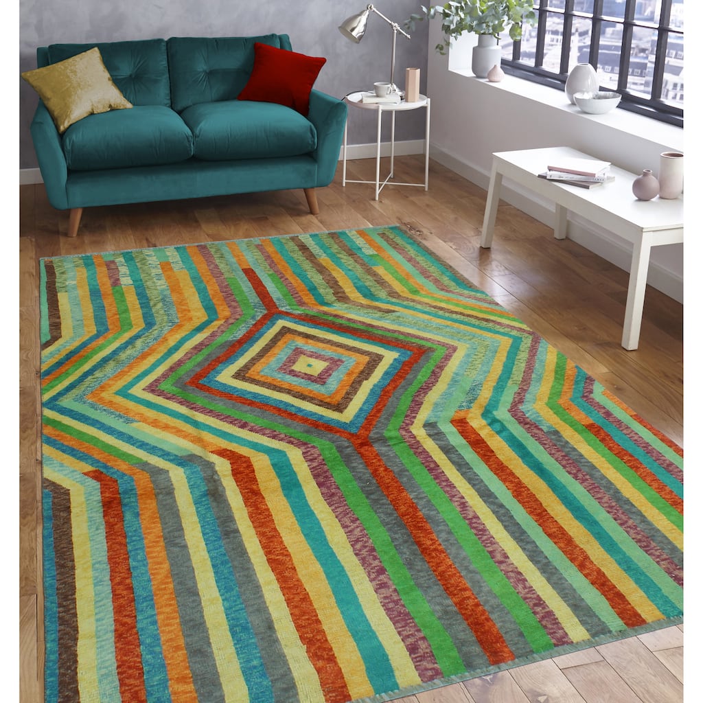 Balochi Parvaneh Gold/Blue Rug - 6'6" x 9'6"