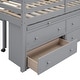 preview thumbnail 11 of 33, Full Size Loft Bed Kids Bed with Retractable Desk and Drawers, Solid Wood with Lateral Portable Desk and Shelves