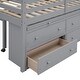 preview thumbnail 8 of 7, Full Size Loft Bed with Retractable Writing Desk and 4 Drawers, Wooden Loft Bed with Lateral Portable Desk and Shelves, Grey