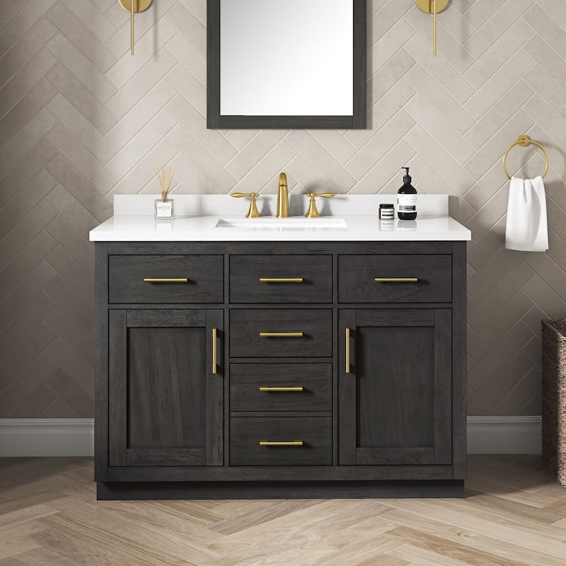 OVE Decors Bailey Bathroom Vanity with Power Bar - 48" - Matte Black