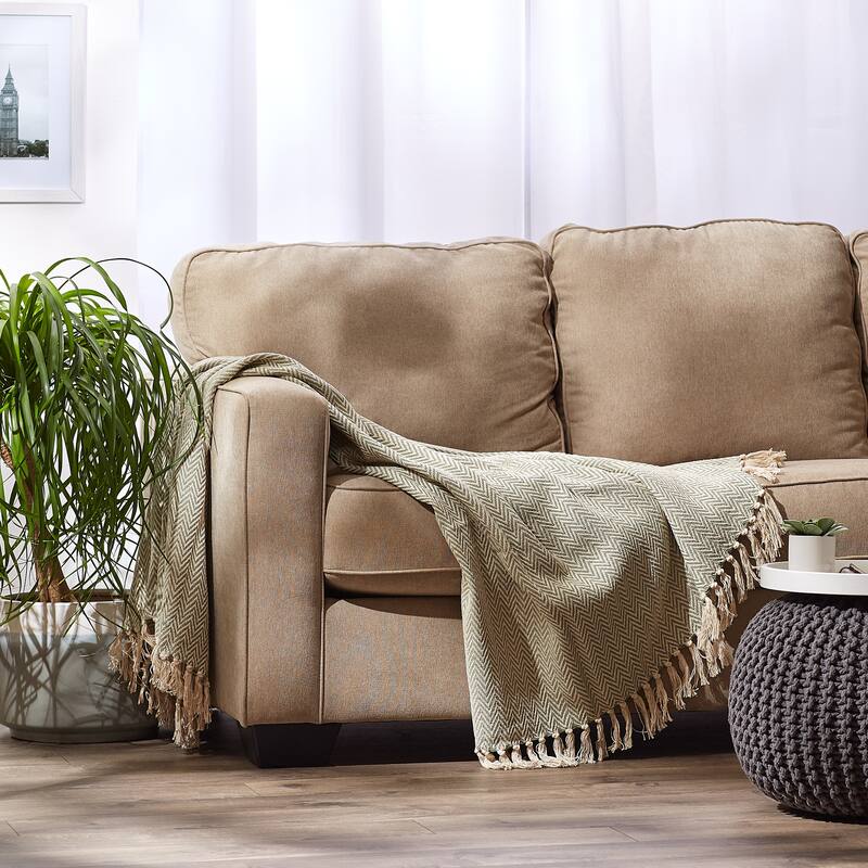 Stone Handloom Chevron Throw