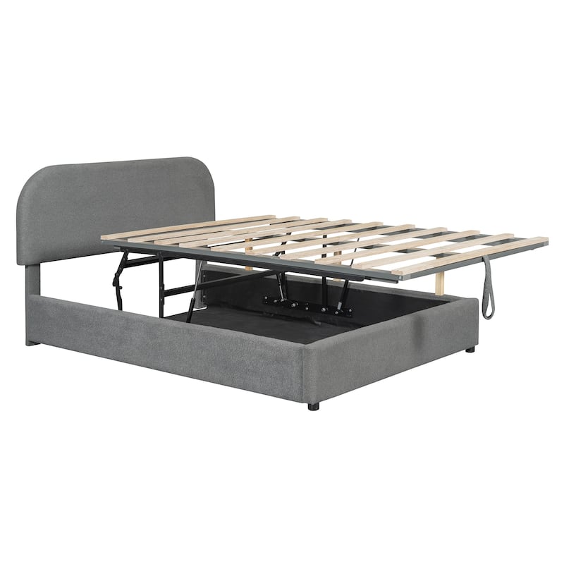 Teddy Fleece Upholstered Platform Bed with Hydraulic Storage System