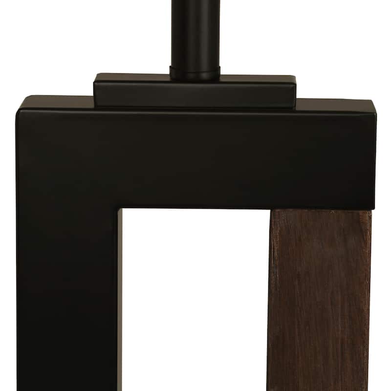 Rectangle Wood USB Table Lamps Set of 2