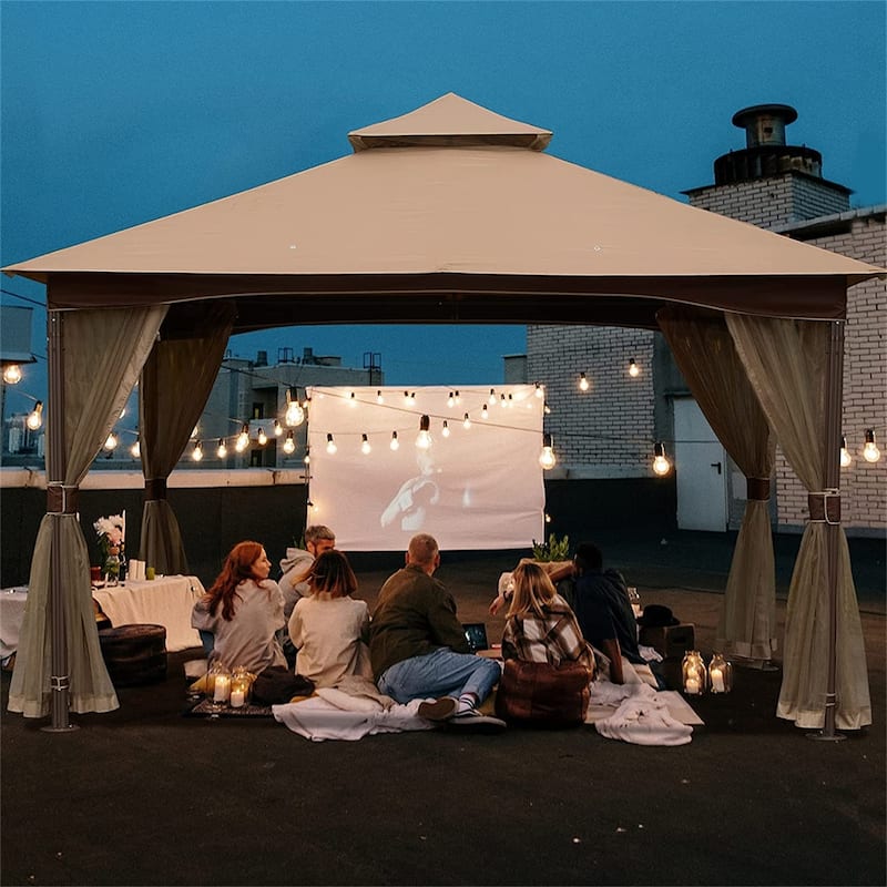 10' x 13' Outdoor Metal Frame Gazebo with Mosquito Netting