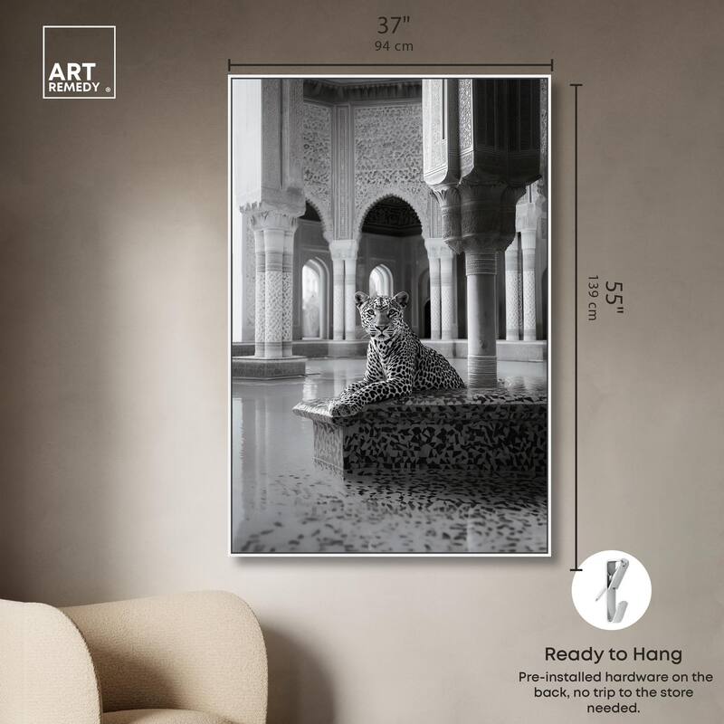 Peaceful Posing Leopard Noir Canvas by Art Remedy