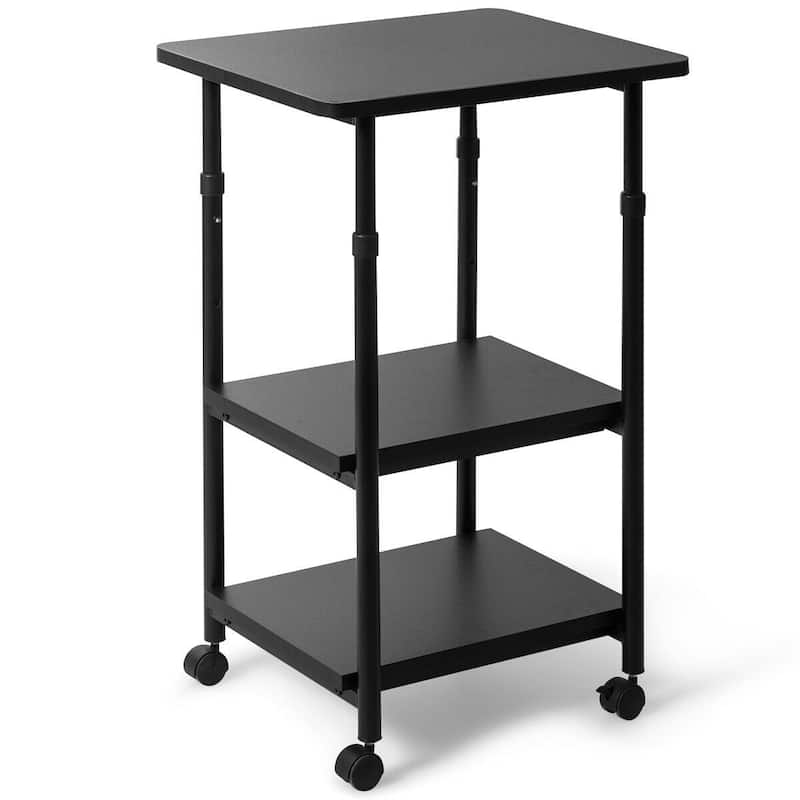 Gymax 3-Tier Rolling Adjustable Printer Cart Storage Rack Home Office - 19'' X 16'' X 30'