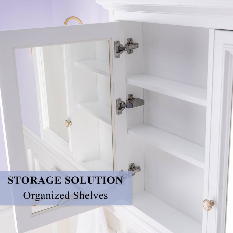40"W X30"H Surface Mount Solid Wood Framed Medicine Cabinet With Soft-close Door And Wooden Shelves