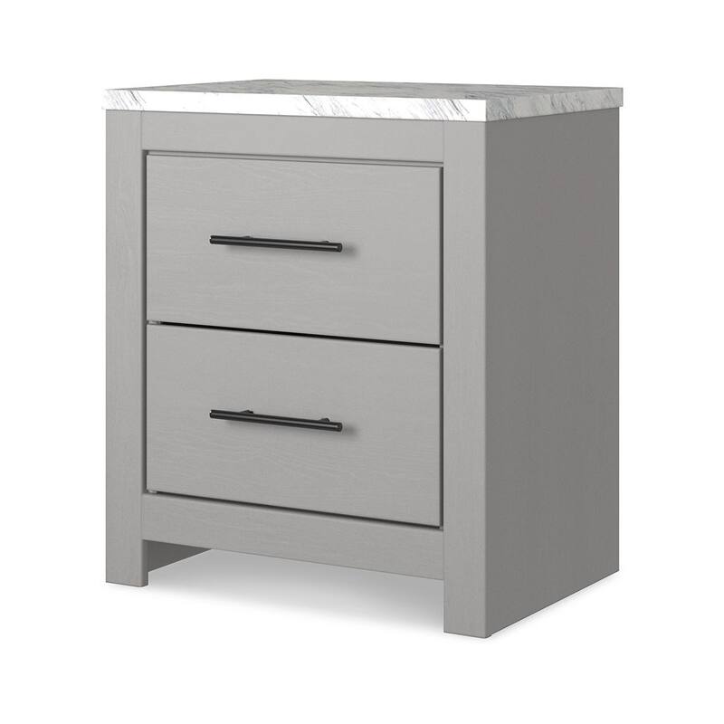 Gray/White 2 Drawer 21.69 in. W Nightstand with Sturdy Hardware and Ample Storage