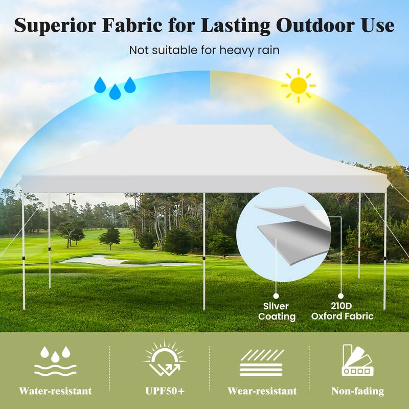 Pop Up Canopy Tent with 6 Sidewalls and Windows for Outdoor Events - 240” x 120” x 116.4”-124.8”