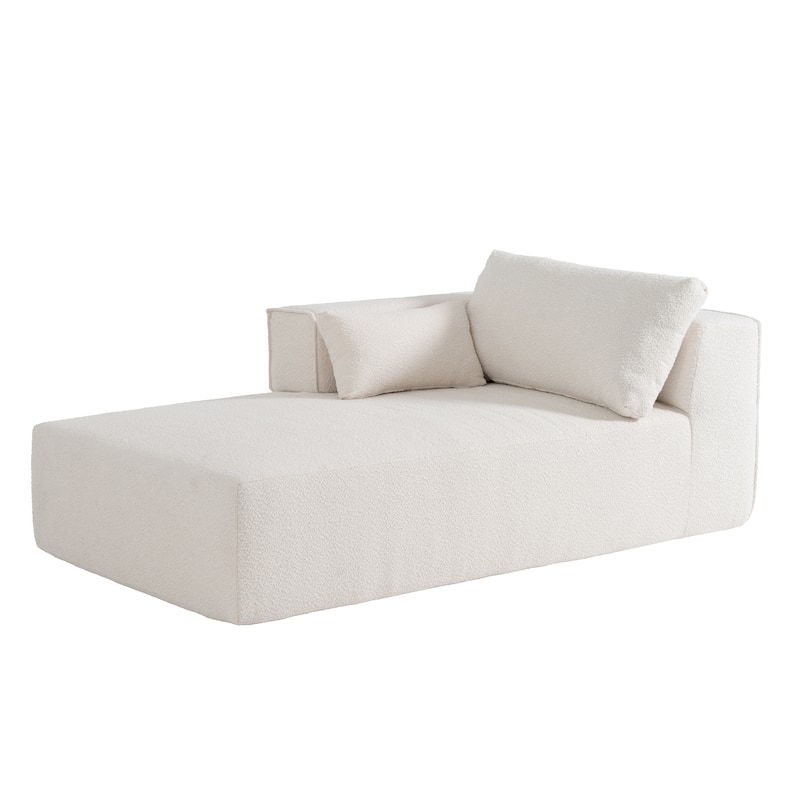 112" Boucle Modular Sectional Sofa with Free Side Table, Wide Seat Design and No Assembly Required