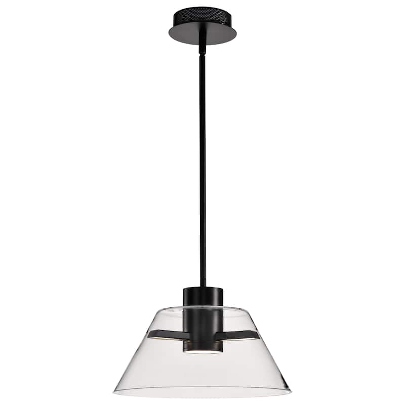 Edmond 14 Inch LED Pendant Matte Black with Clear Glass - Matte Black