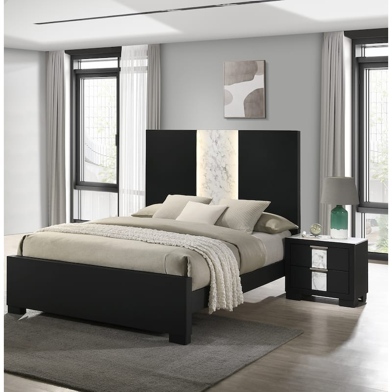 1pc Nightstand Two Drawers Metal knobs
