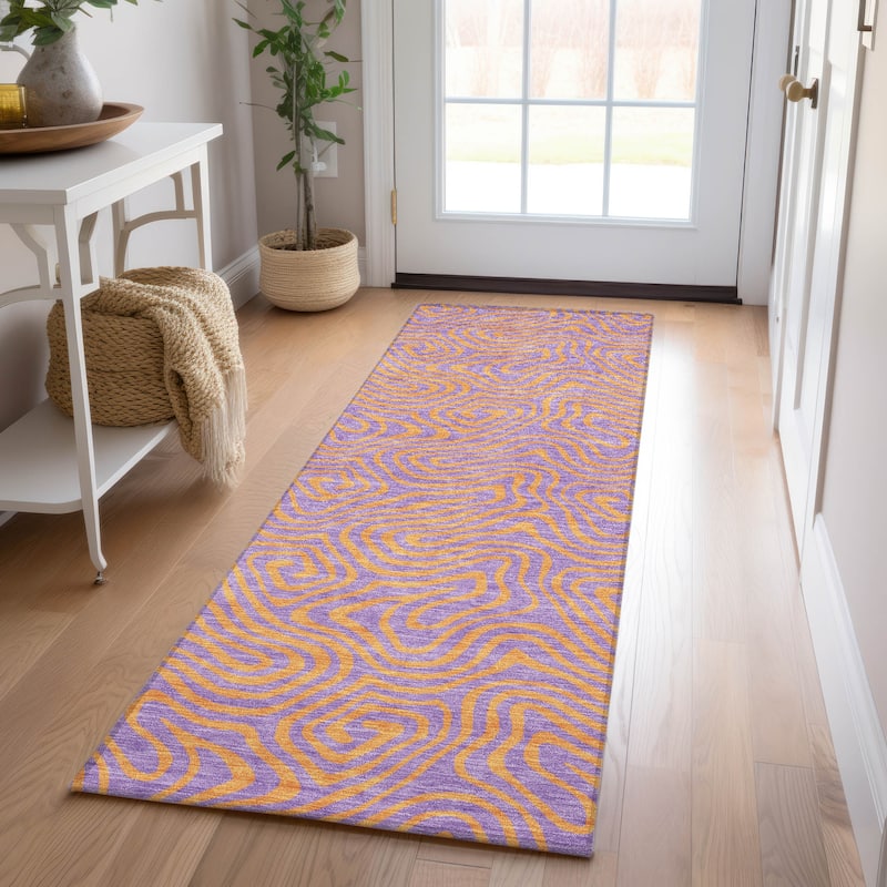 Machine Washable Indoor/ Outdoor Modern Trance Chantille Rug - Purple - 2'3" x 7'6"