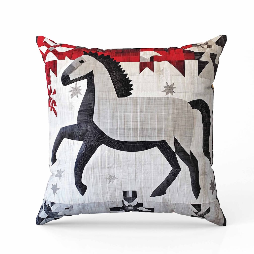 Starry Night Rider Indoor/Outdoor Reversible Throw Pillow Gray and Red