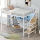 preview thumbnail 6 of 31, Space Saving Loft Bed with Storage Staircase and Wardrobe, Full Loft Bed Built-in Under-bed LED Light Metal Bed Frame for Kids