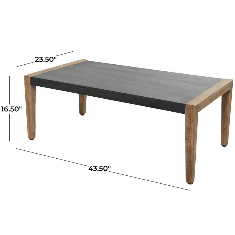 Dark Gray Wood Outdoor Table with Wood Legs