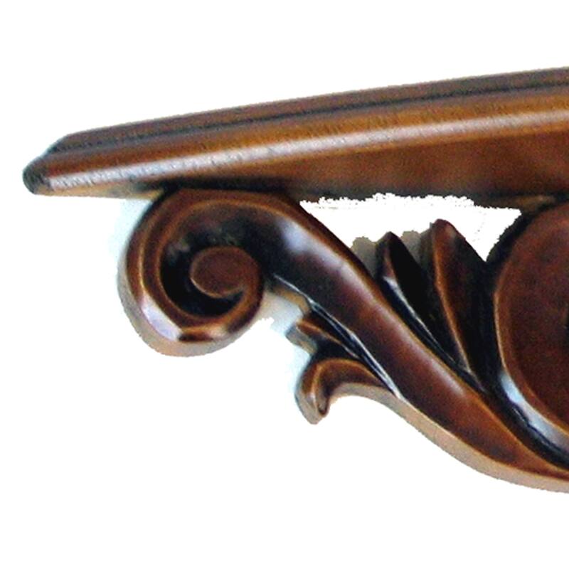 Hand Carved Wooden Moonbay Wall Shelf in Floral Design, Brown