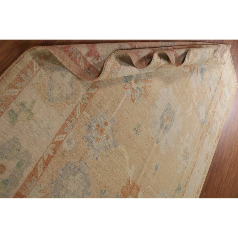 Floral Oushak Turkish Rug Hand-knotted Wool Carpet - 9'2"x 11'9"