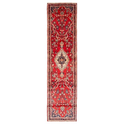 ECARPETGALLERY Hand-knotted Andelz Red Wool Rug - 2' 6" x 9' 9"