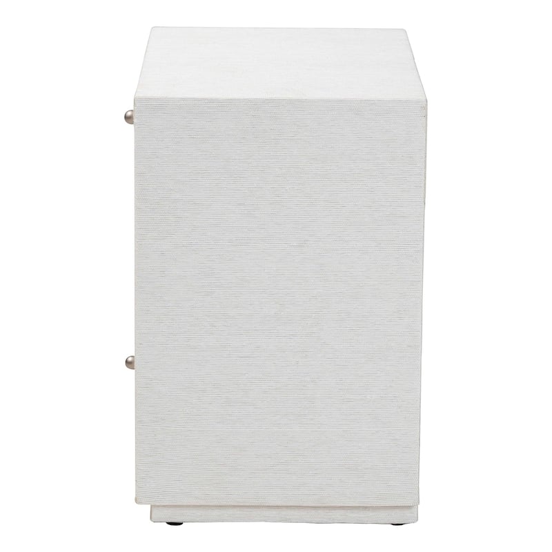 Kai Grasscloth End Table - 2-Drawer Accent Table or Nightstand with Open Shelf, Handwoven Decor for Bedroom or Living Room