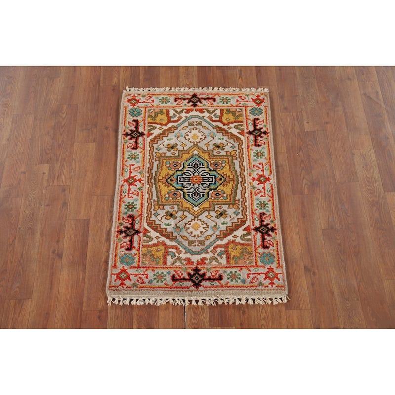 Geometric Heriz Serapi Oriental Accent Rug Handmade Wool Carpet - 2'0" x 3'0"