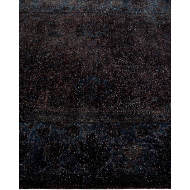 Overton Hand Knotted Wool Vintage Inspired Modern Contemporary Overdyed Black Area Rug - 6' 2" x 8' 10"