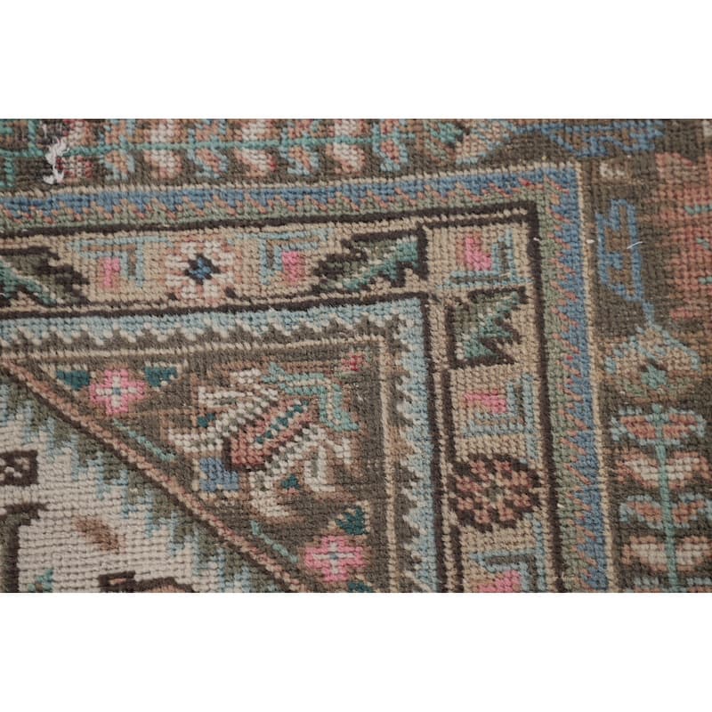 Tabriz Persian Vintage Rug Hand-Knotted Geometric Wool Carpet - 9'7"x 12'6"