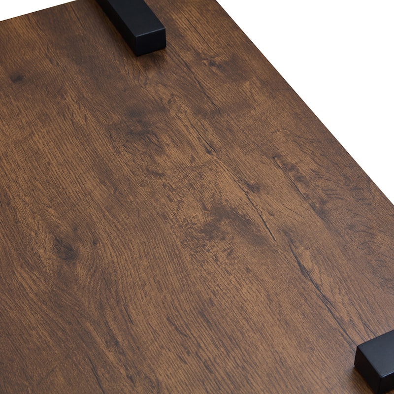 31.5" MDF Modern Coffee Table with Dark Wood Grain and Minimalist Design