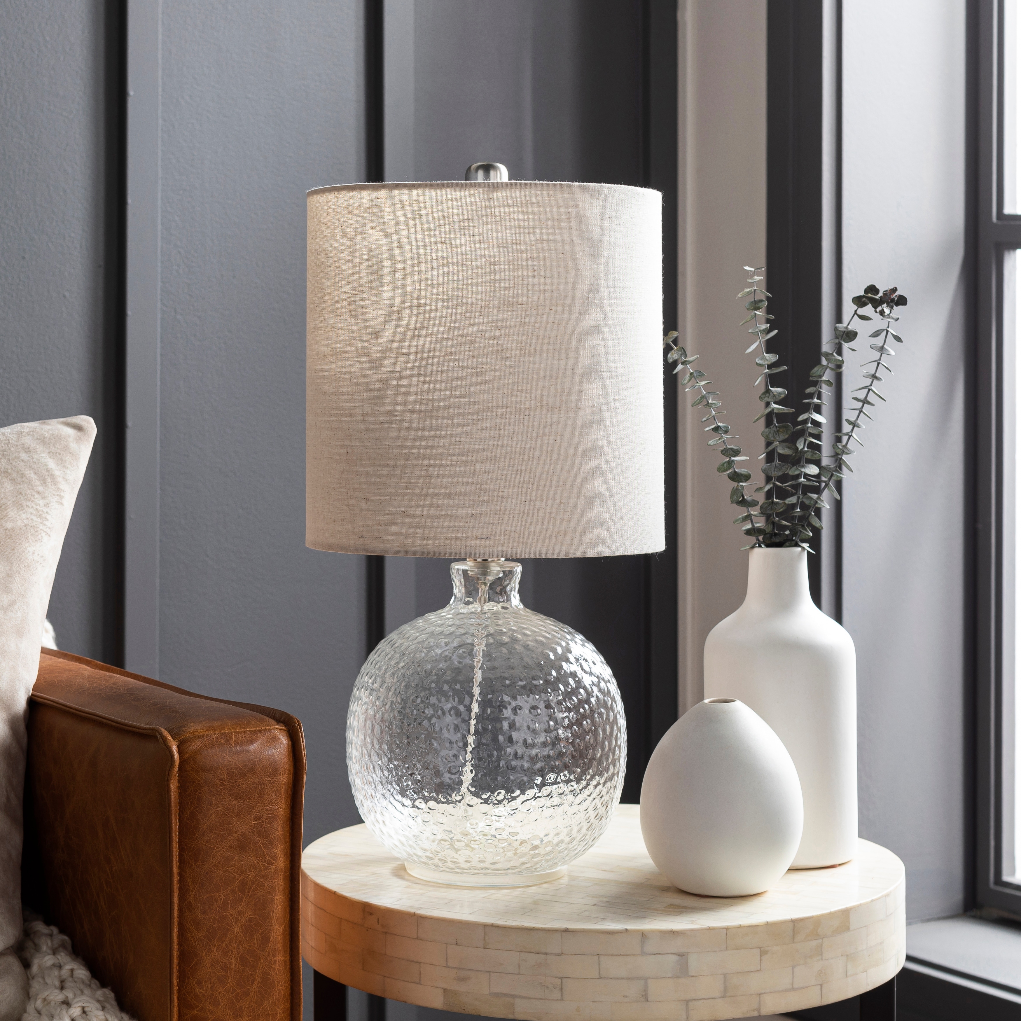 Livabliss Lester Textured Glass Table Lamp - 21"H x 10"W x 10"D