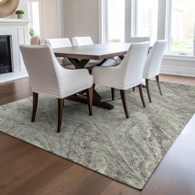 Machine Washable Indoor/ Outdoor Chantille Modern Abstract Rug - 5' x 7'6" - Taupe