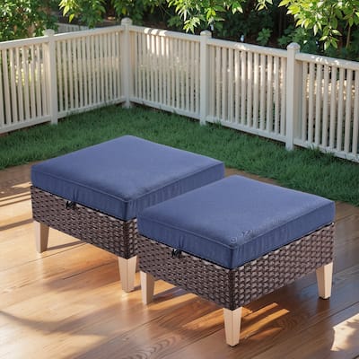 Gymojoy 2 Piece Patio Outdoor Ottomans with Soft Cushions Weather-resistance